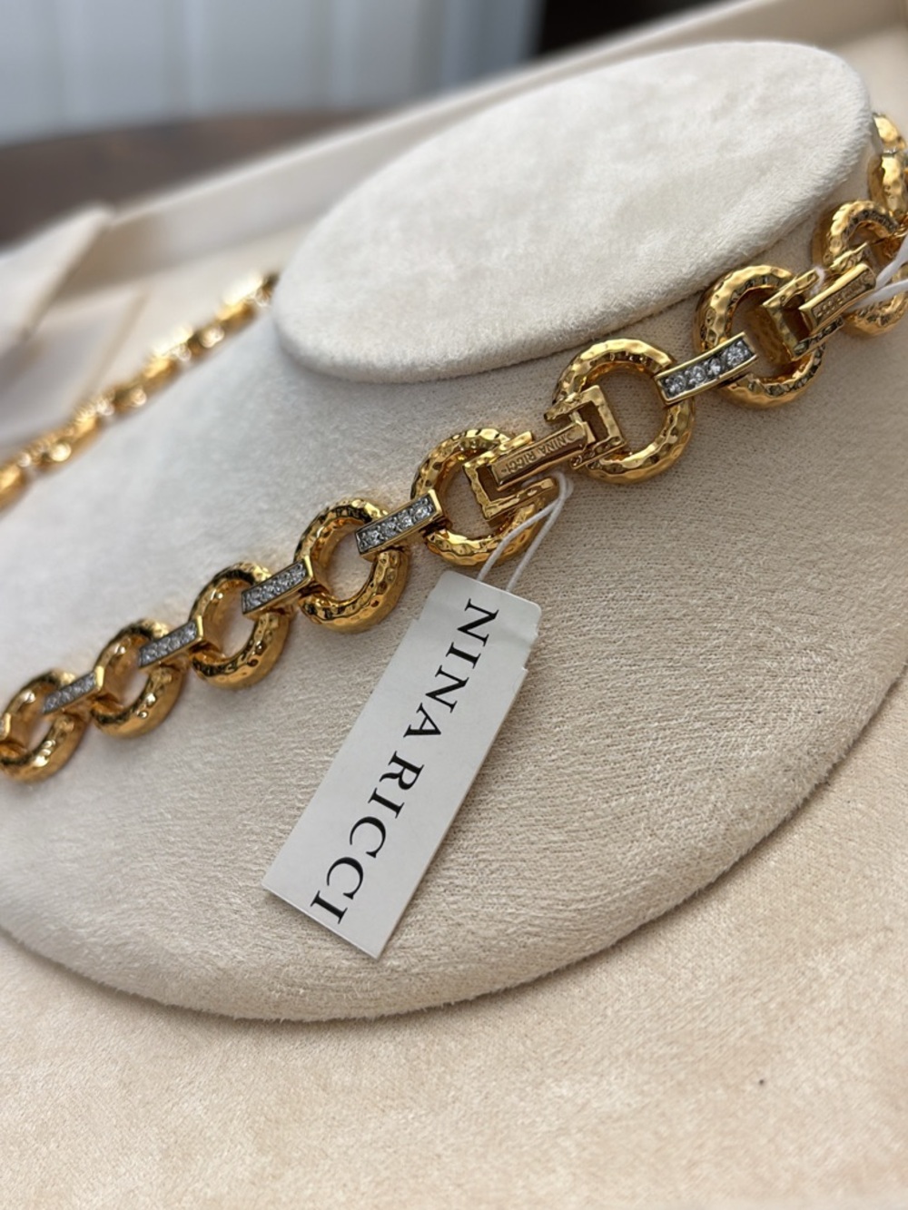 Nina Ricci Gold Plated Necklace with Swarovski Crystals - 17-18" - Picture 3 of 3